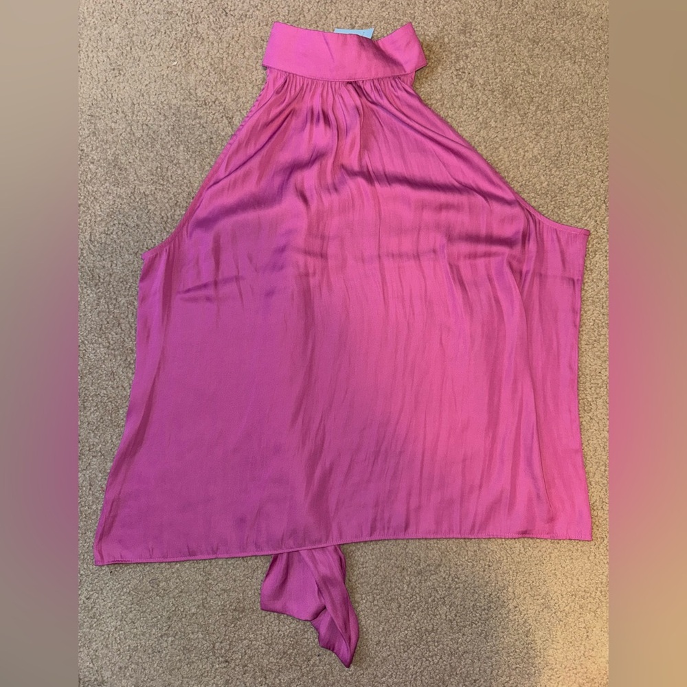 Ann Taylor Petite Pink silky halter neck Blouse NWT